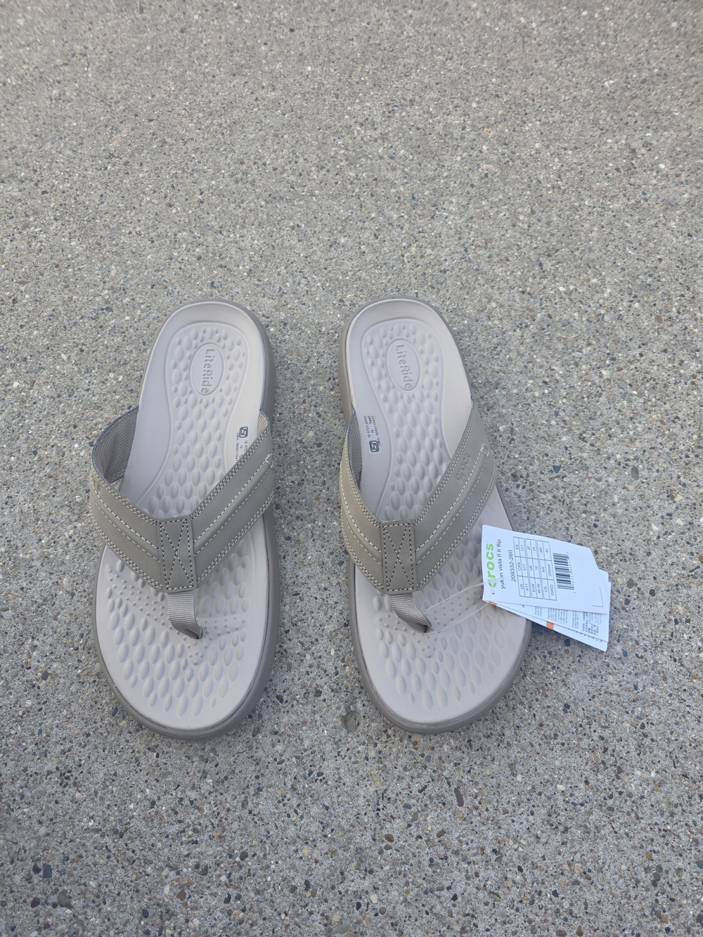 Literide By Crocs Taupe Comfort Flip Flop Sandals Men 11